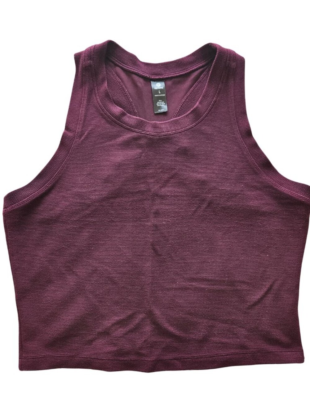 90 Degree By Reflex Women’s Large Waffle Knit Burgundy Cropped Workout Tank Top